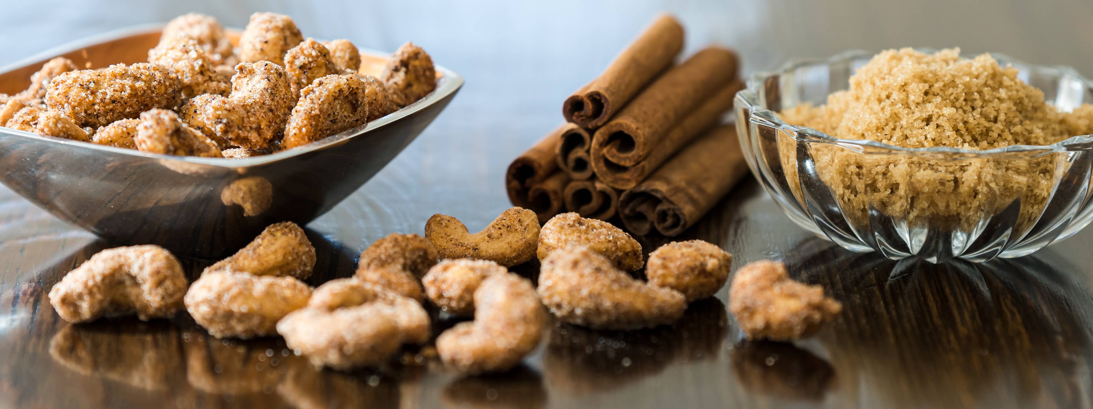 Elise Artisan Nuts - Wholesale Nuts - 6 oz Jar of Sugar & Spice Coated Cashews1