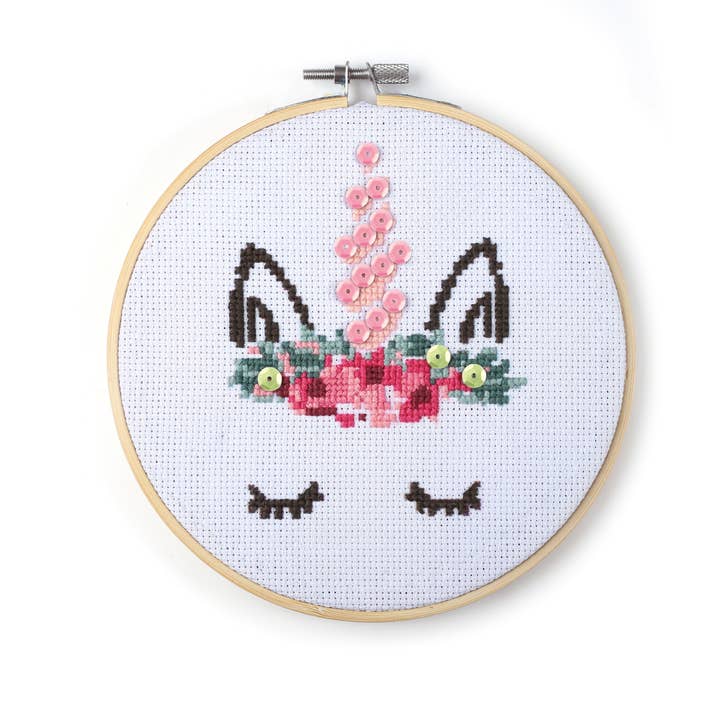 Graine Créative - Wholesale Yarn - UNICORN WOODEN EMBROIDERY DRUM KIT Ø 155mm2