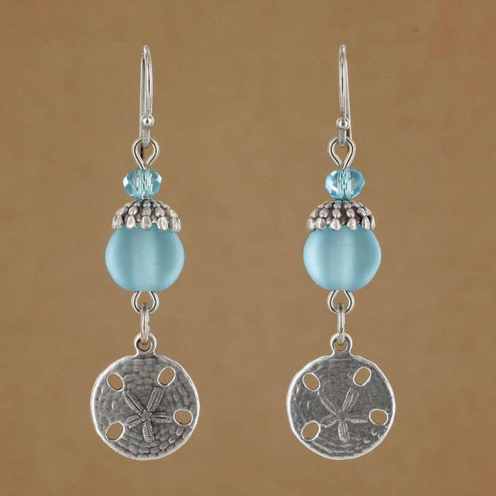 Sadie Green's Jewelry - Wholesale Dangle Earrings - Sea Glass Sand Dollar Earring 1749-SP0