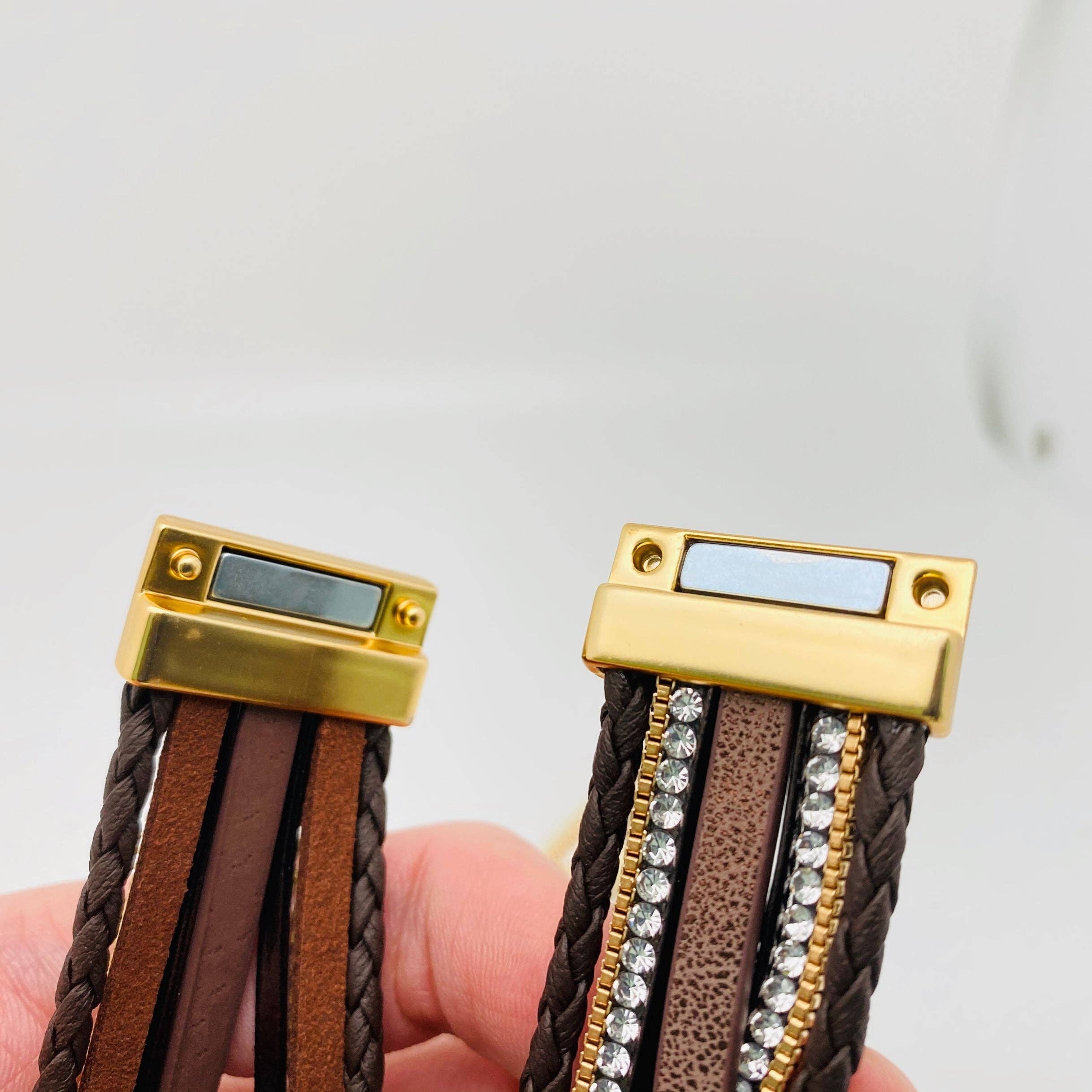 Mio Queena - Wholesale Bangle Bracelet - BLESSED Multi-Layer Leather Bracelet Magnetic Buckle Bangle7