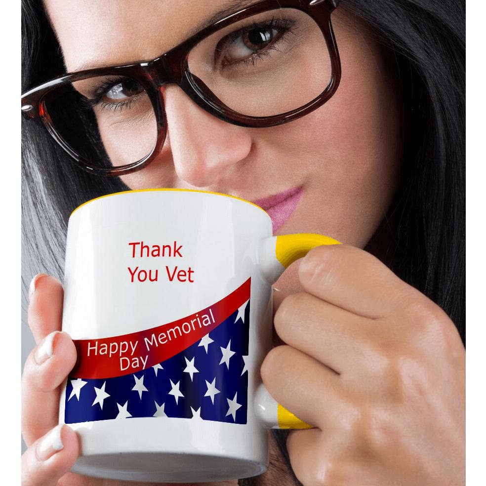 3dRose - Wholesale Coffee Mug - 3dRose, Image of Thank You Vet Words With Partial Flag And Memorial Day, Mug1