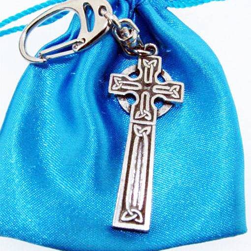 Celtic Cross 3D Pewter Keyring for wholesale by Pageant Pewter