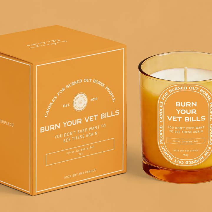 Burn Your Vet Bills - Candle - You Don't Ever Want to See These Again for wholesale by The Horse People Company