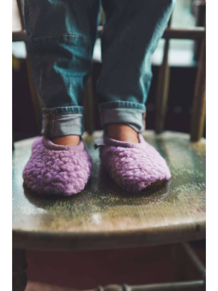 We Are Wovens - Vendita all'ingrosso Pantofole - Bambini - Pantofole Ballerina per Bambini - 100% Lana di Pecora - Lilla