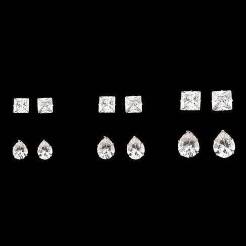 Diacly – wholesale Jewellery set – 5 6 7MM Cubic Zirconia Stud Earrings Set0
