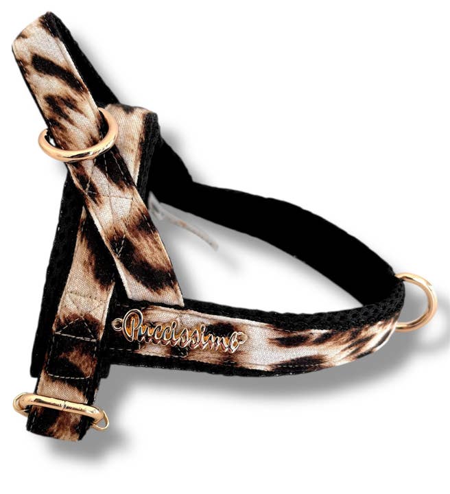 Leopard One-Click Dog Harness for wholesale by Puccissimé Pet Couture