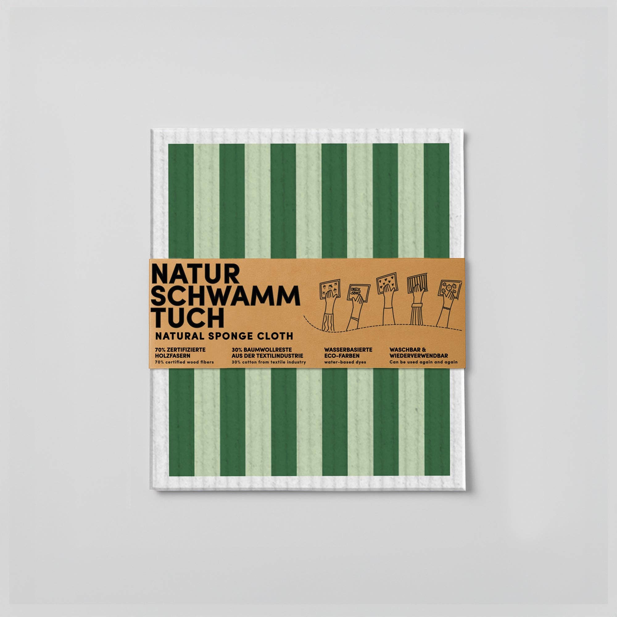 Naturbedacht - Wholesale Dishcloth - Sponge cloth - Stripes - Green - No. 6
