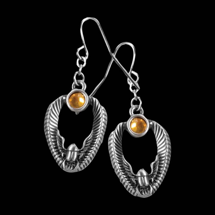 Pacific Trading - Wholesale Dangle Earrings - Egyptian Winged Scarab Earrings Pewter1