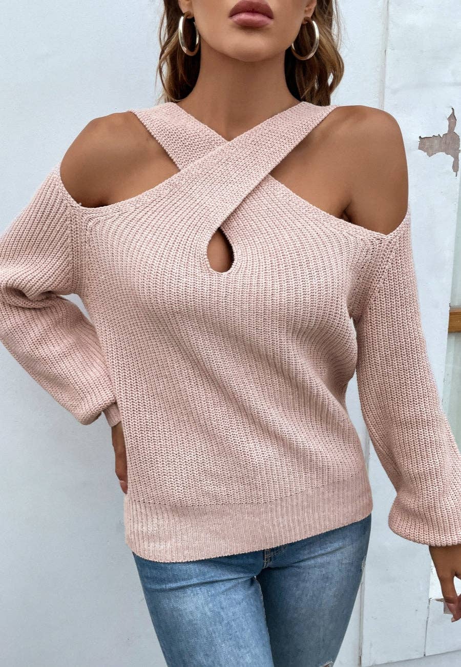 Anna Kaci Wholesale - Vente Pull en maille – femme - Pull à découpes croisées sur le devant4