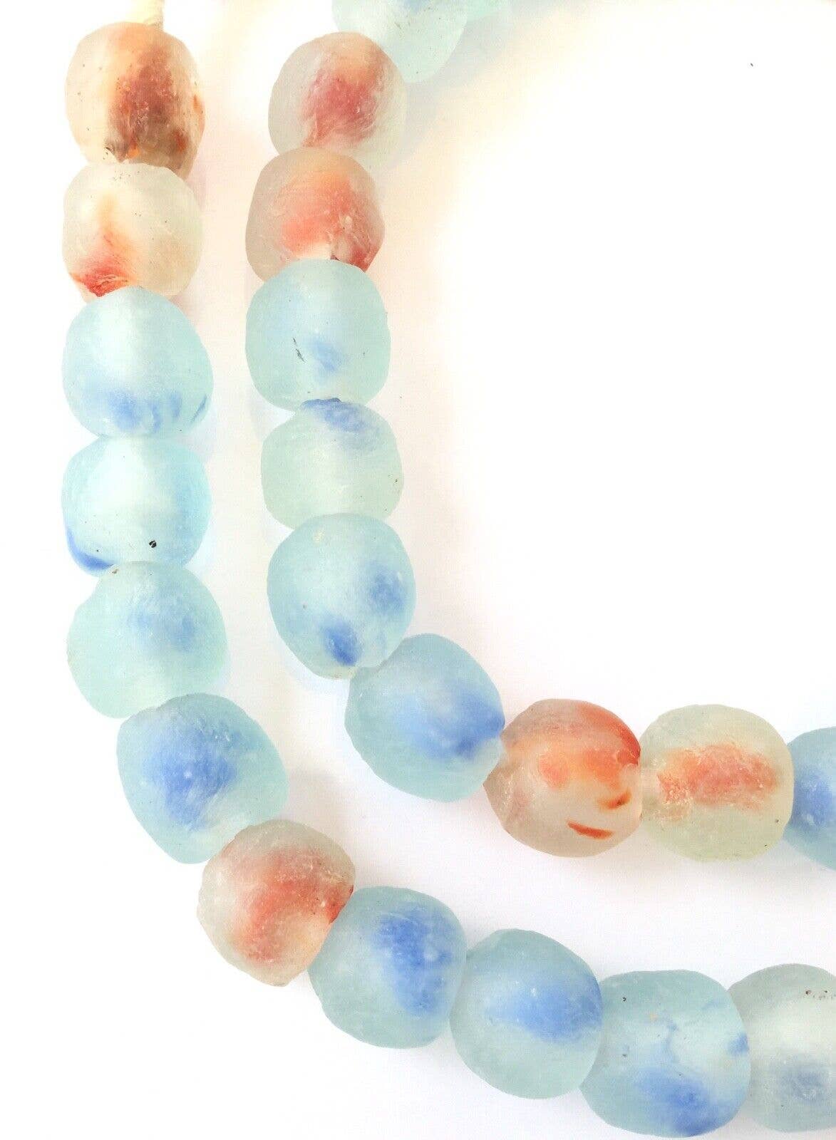 unique African Arts – wholesale Pärlor – Blå blandade handgjorda krobo pärlor av återvunnet glas från Afrika2