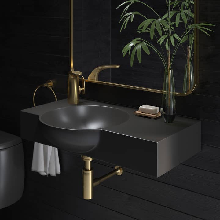 Chateau Wall-Mount Bathroom Sink with Left Side Faucet for wholesale by Swiss Madison