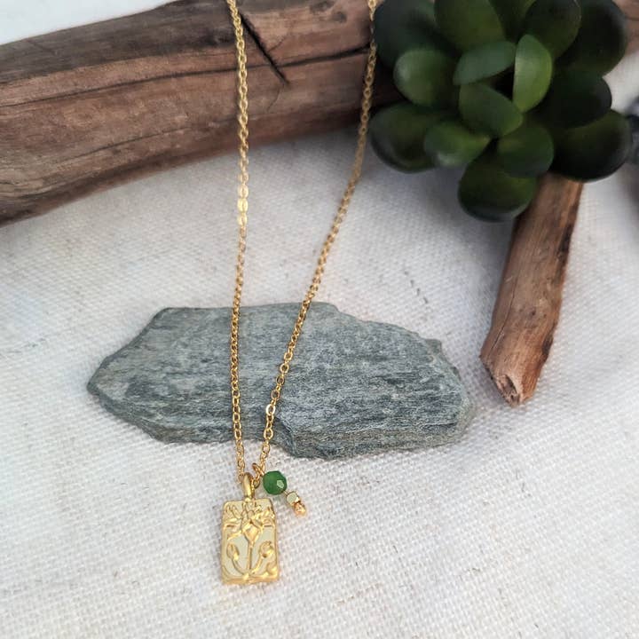 Tranquility Lotus Gold Necklace for wholesale by Bliss Vibez