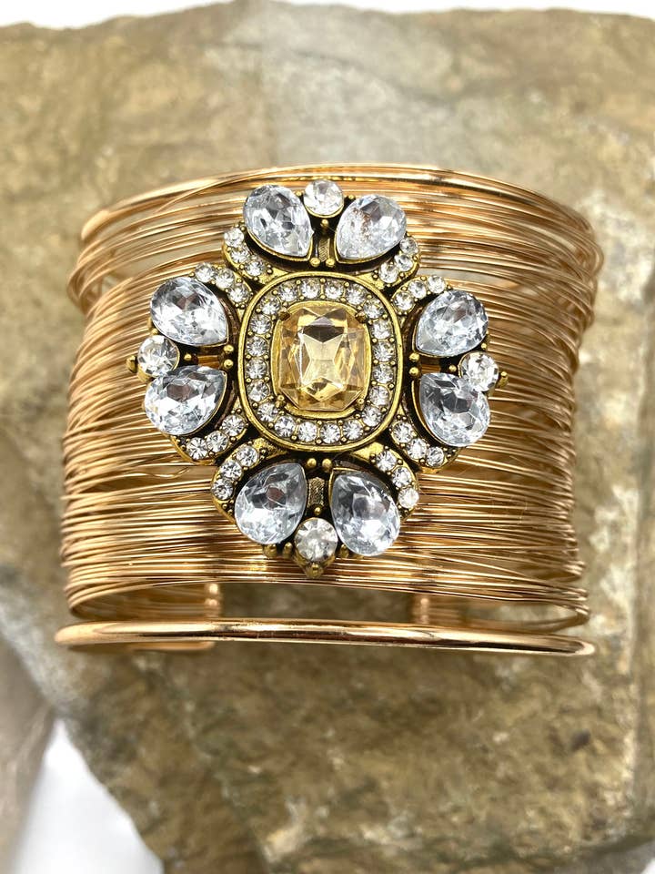 Boho Gold Statement Cuff Bracelet for wholesale by Rebecca Ray Jewelry