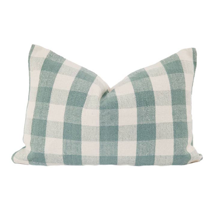 Cozy Prairie Linens Co. - Wholesale Throw Pillow Cover - Signature Woven Warm Blue Gingham Pillow Cover