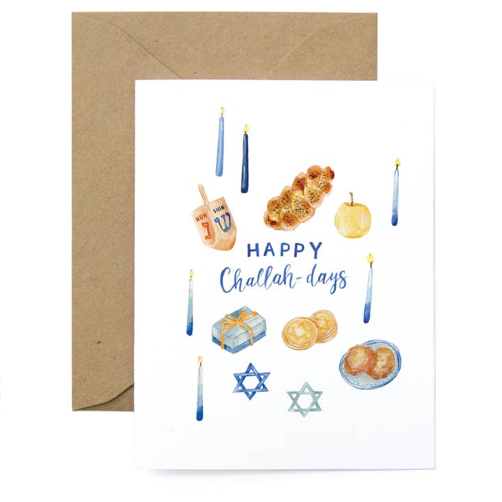 Challah-Day Hanukkah Greeting Card for wholesale by Lana's Shop