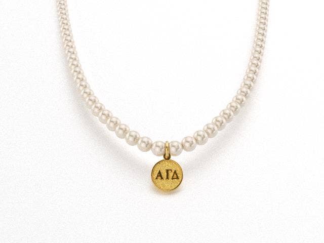 Shawn Paul – wholesale Pendant/charm necklace – Alpha Gamma Delta Sorority Purity Pearl Necklace0