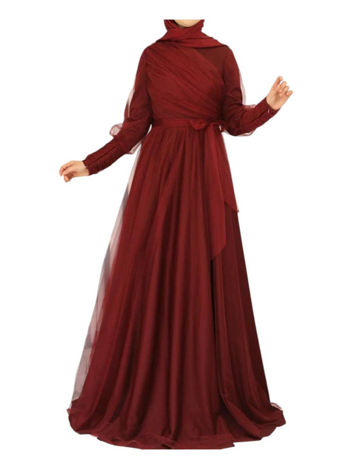 WENOR - Wholesale Dress - Women's - Tulle Dress Long-Sleeved Maxi Dress Women's Muslim Evening Dress17