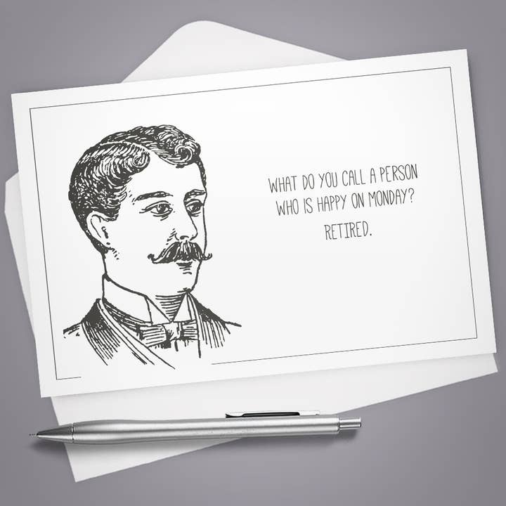 Greeting Card, Retirement, Monday, Card for Him, Teacher for wholesale by Vintage Wit