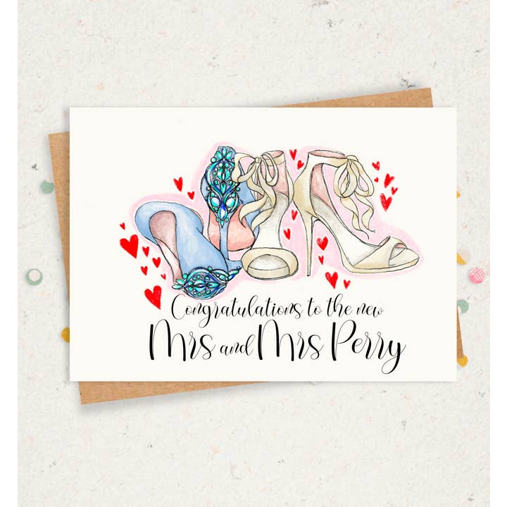 Carte de mariage Mrs and Mrs | Carte de mariage pour personnes du même sexe pour la vente par Aziza Illustrates