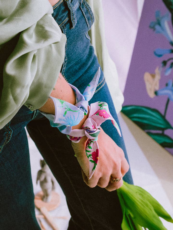 Natacha Birds Silk Bracelet - Woman Water Lily for wholesale by Petitjean Paris