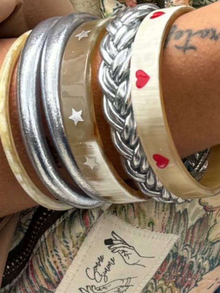 Hornarmband 10mm Silbersterne 03 für den Großhandel von JolieJulie-MaLune-VentiLLo