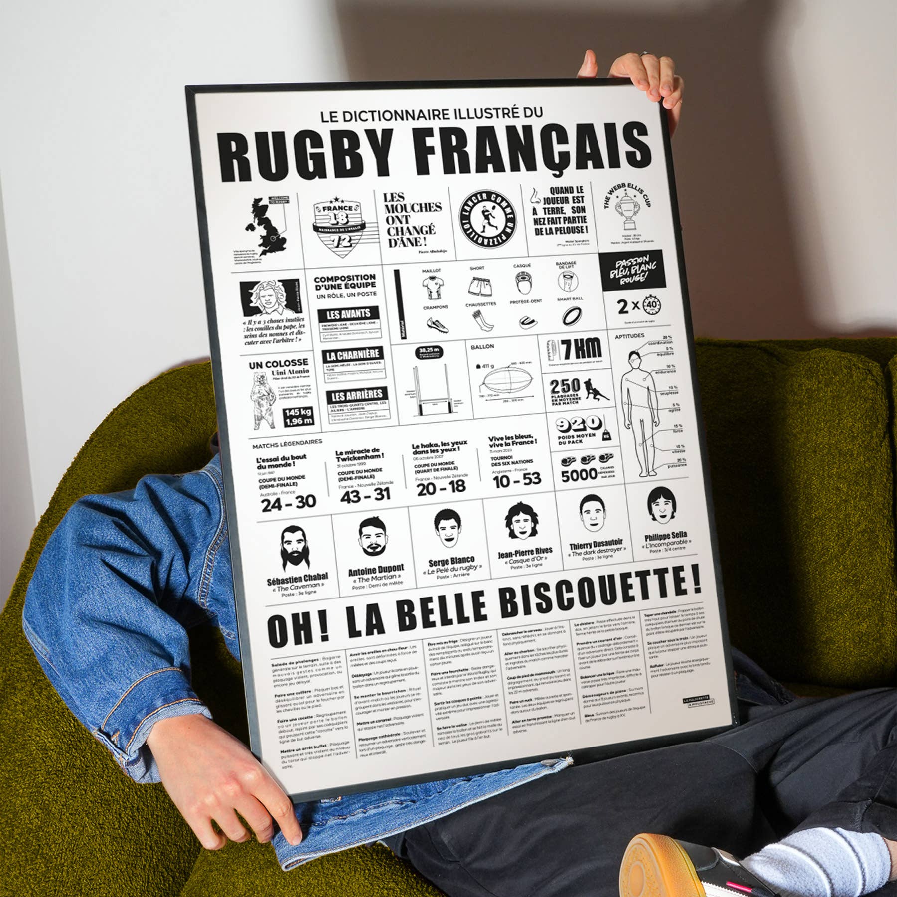 La Majorette à Moustache – Poster por atacado – Exibe Dicionário ilustrado do rugby - 50x70 cm2