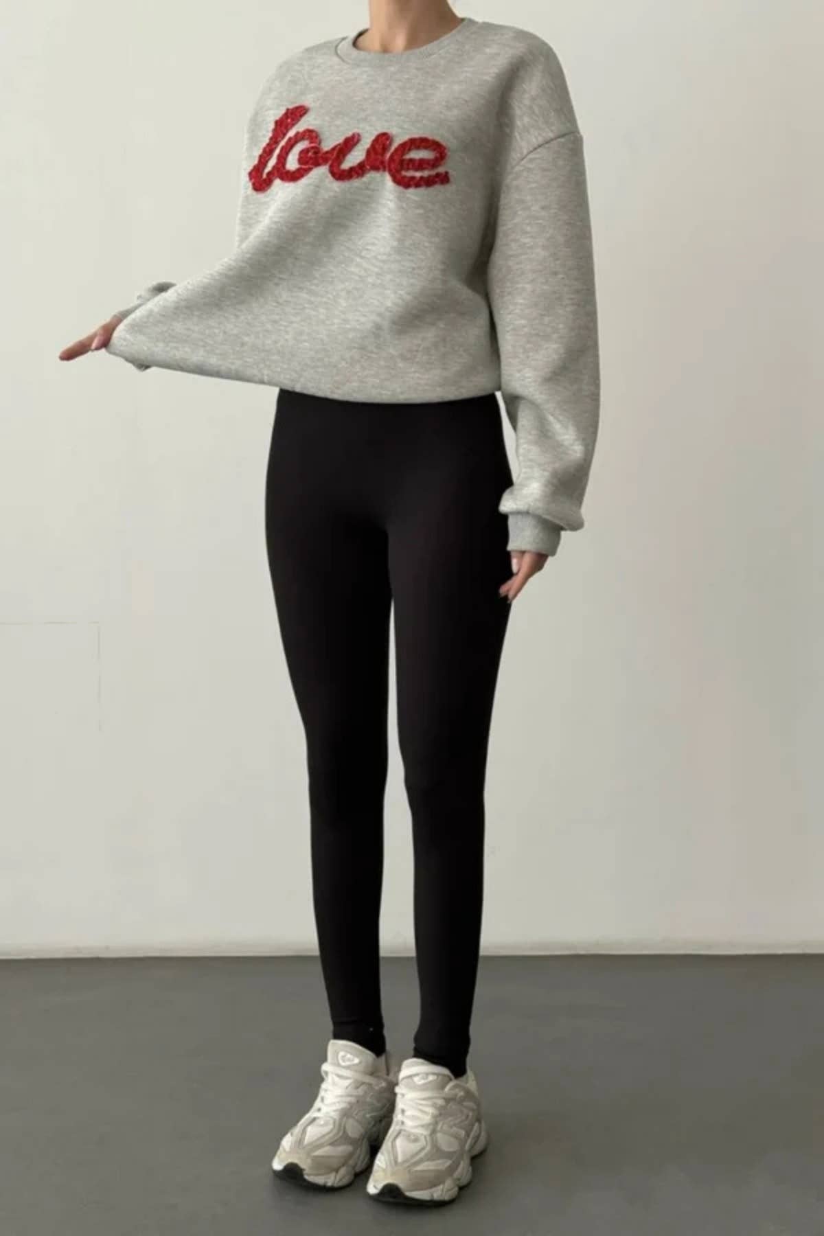 Gray "Love" Embroidered Sweatshirt for wholesale on Faire1