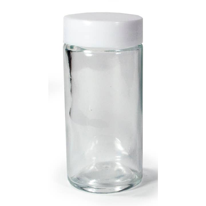 KITCHEN BASICS Spice Jar Glass w/ White Lid 3oz 3.5x1.75" for wholesale by Port-Style Enterprises Inc.