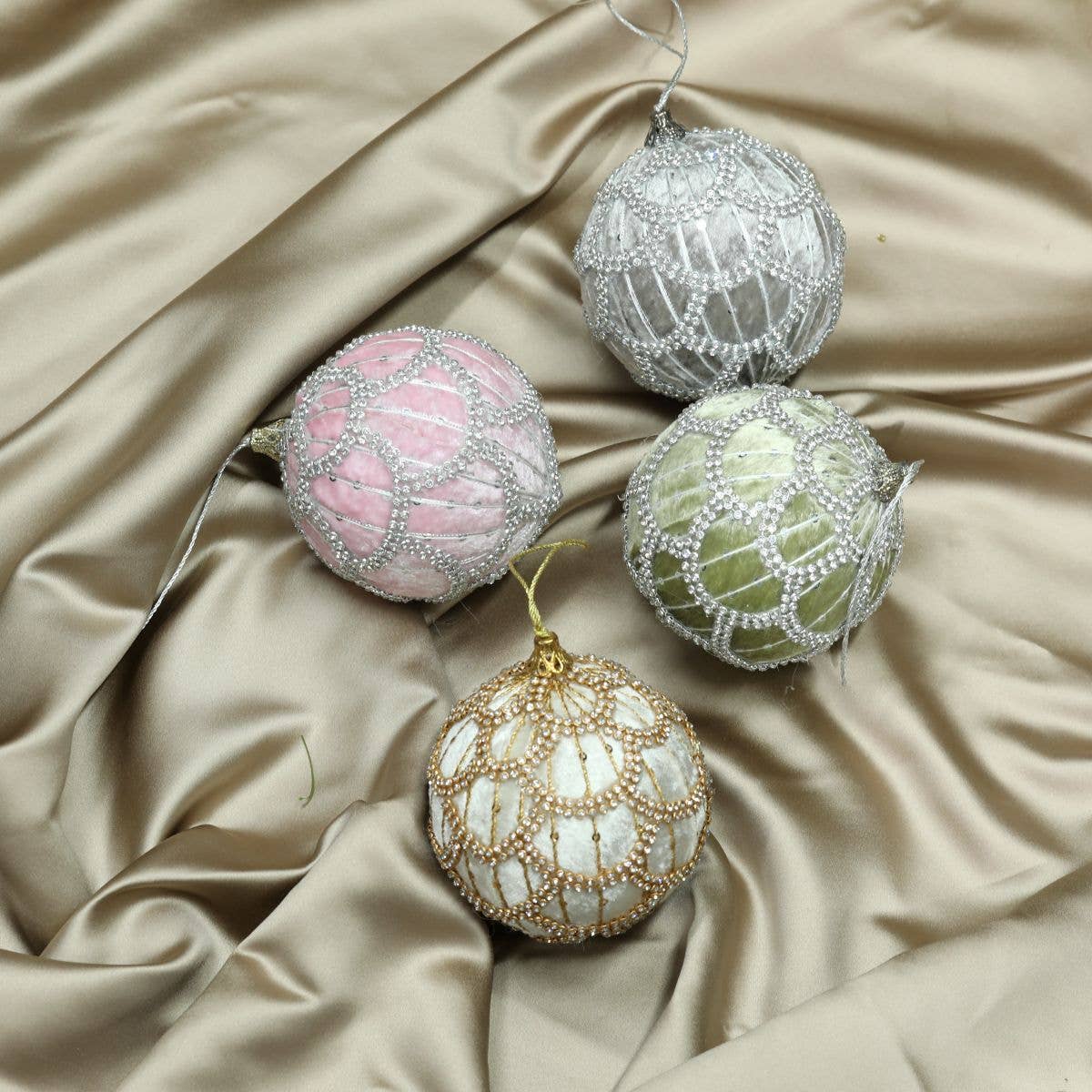 Vatican Homes - Wholesale Ornament - 4" Ivory Embellished Ball Ornament2