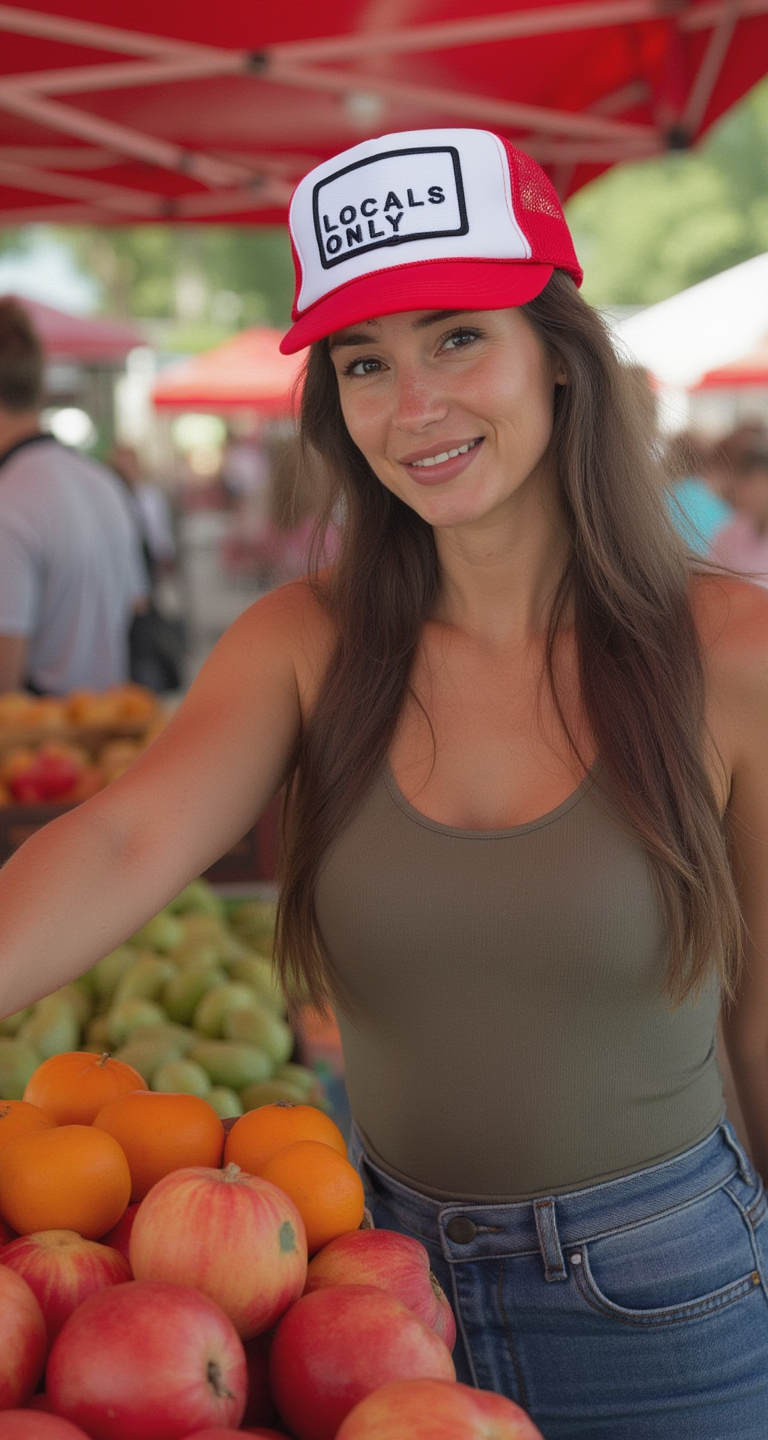 Friday Feelin' - Wholesale Trucker Hat - Unisex - Locals Only Trucker Hat in Red Split1