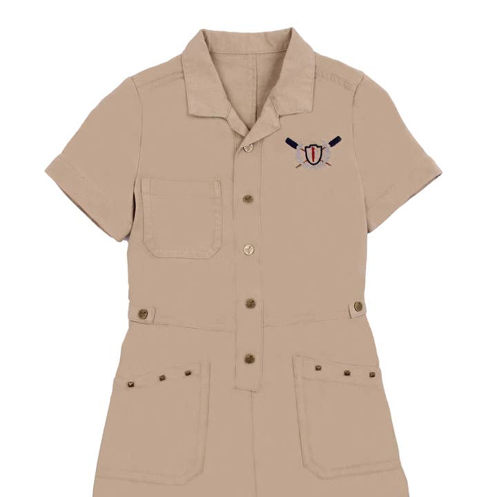 Girls' beige jumpsuit, 3-12 years for wholesale by papaoutai