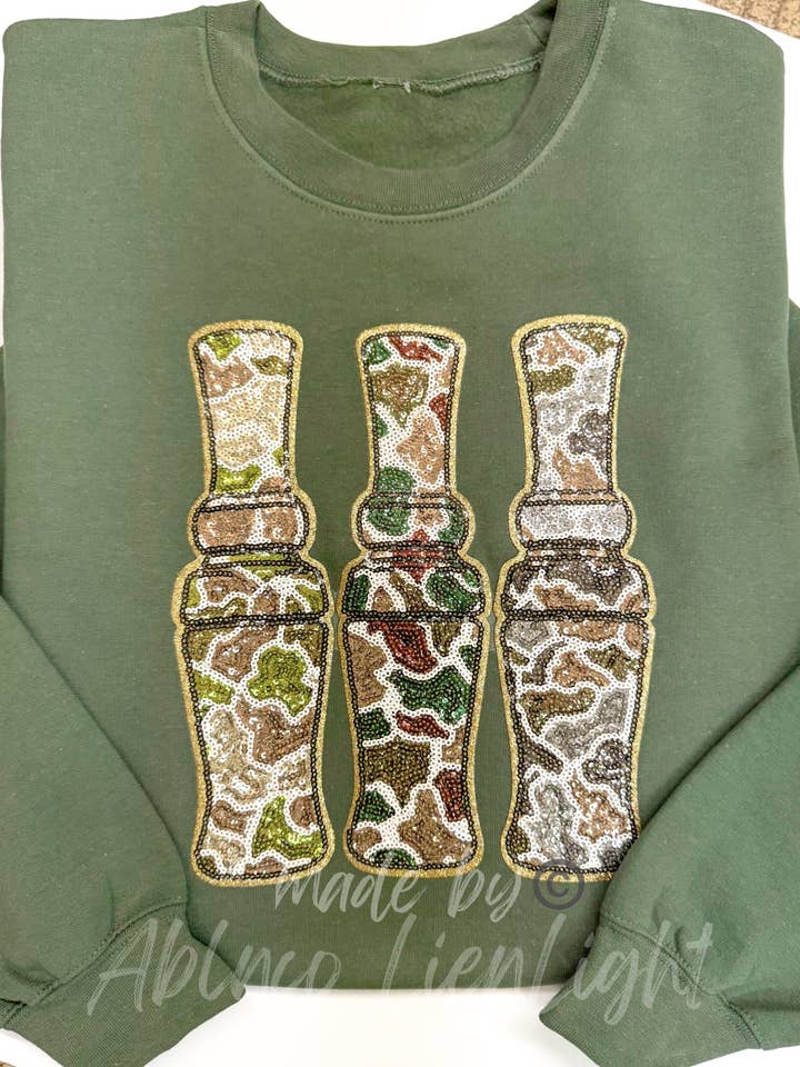 ABLNco - Wholesale Sweatshirt - Women's - Camo Duck Call Hunting Sequins Patch Sweatshirt1