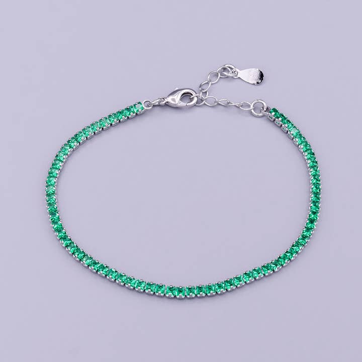Bracelet de tennis en argent délicat avec CZ rose, vert ✦ BR-21WA1808 BR-21WA1806 pour la vente par Simply Jewels