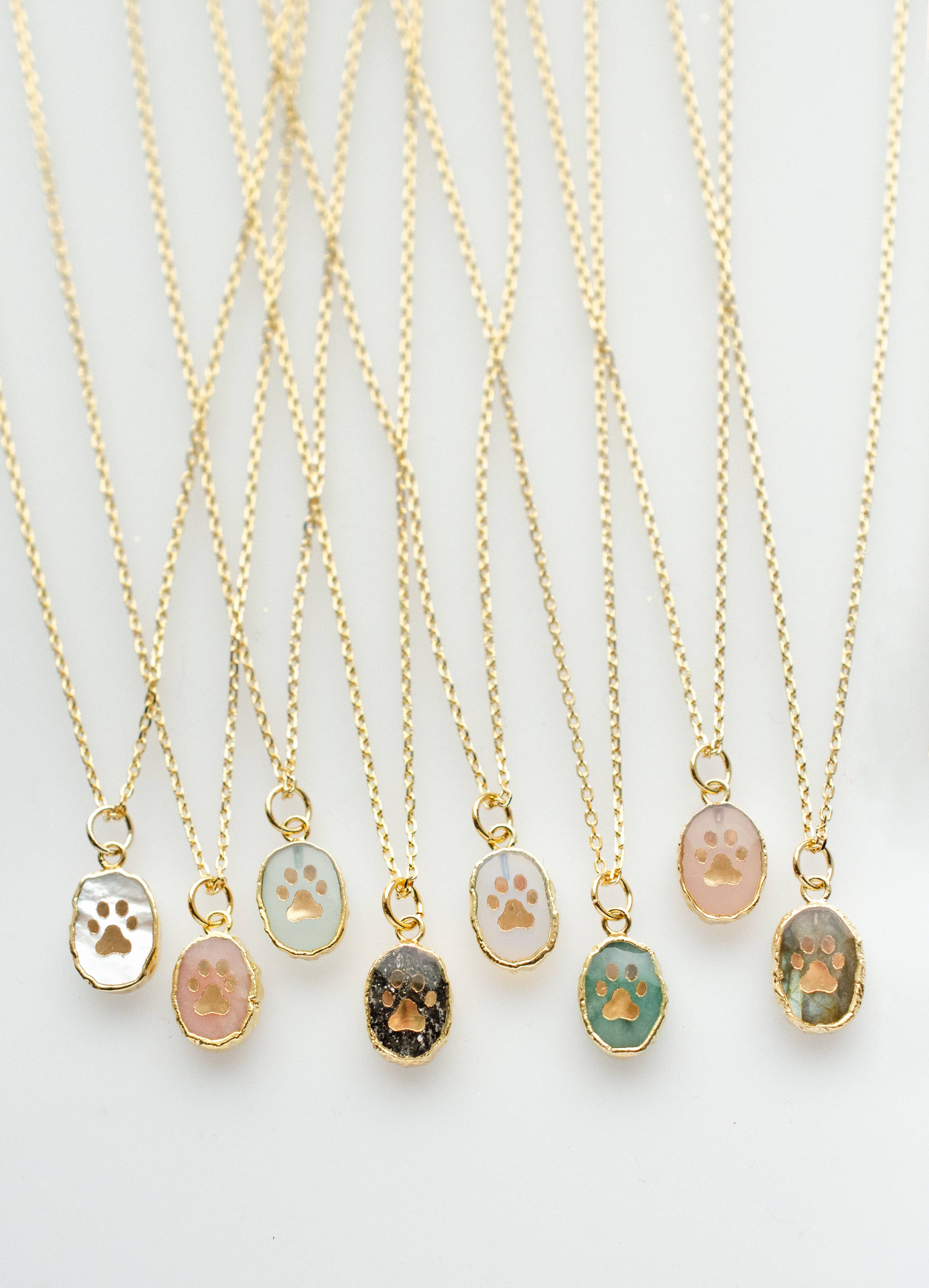 Jill Makes – wholesale Pendant/charm necklace – Paw Print Gemstone Necklace7