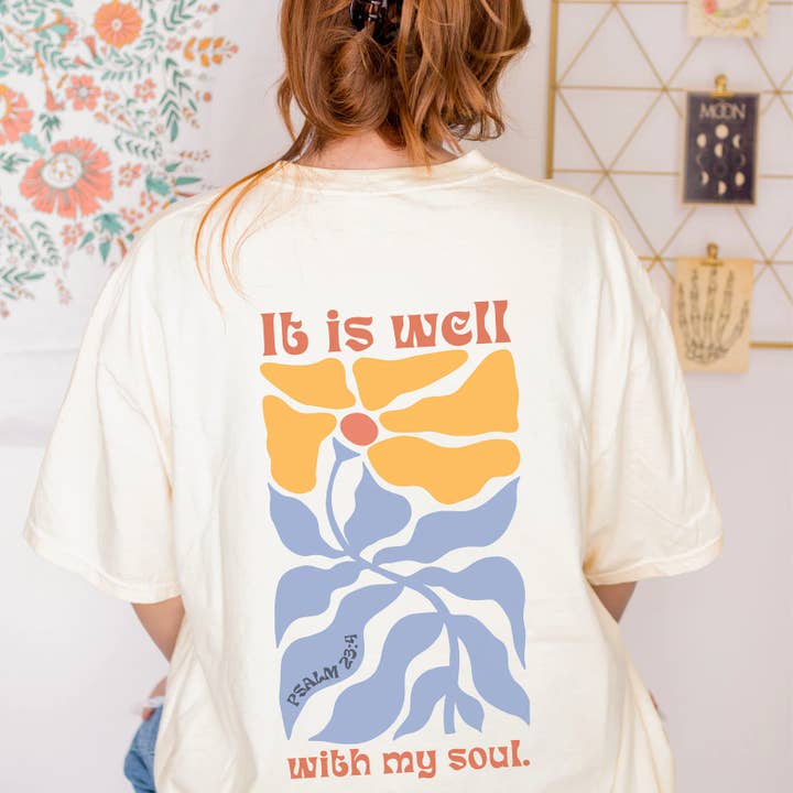 Eleven Fashion - Wholesale Screen Printed T-Shirt - Women's - It Is Well With My Soul Shirt, Boho Christian Shirt