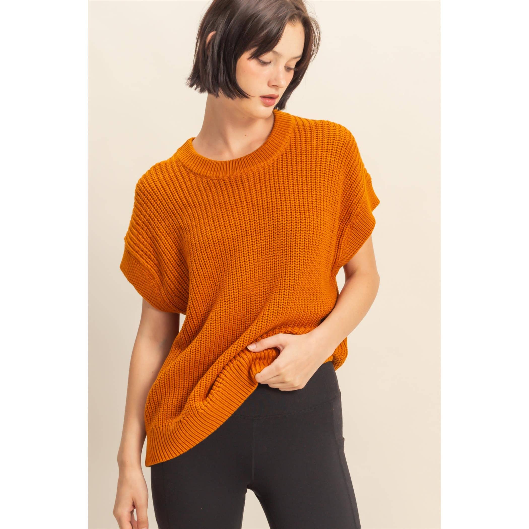 HYFVE - Wholesale Knit Sweater - Women's - Short Sleeve Oversized Casual Sweater0