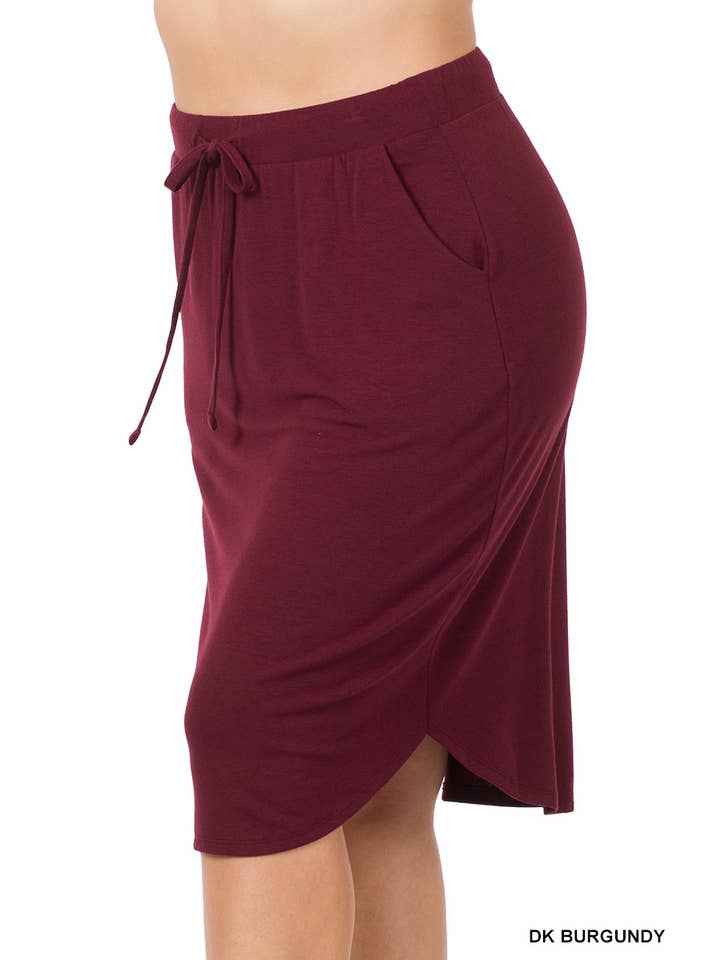 42POPS - Wholesale Skirt - Women's - ",....PLUS SIZE ELASTIC WAIST TULIP HEM SKIRT