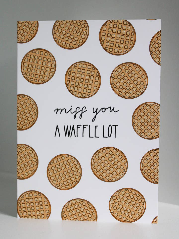 Miss You a Waffle Lot | Friendship Pun Card for wholesale by Scribbles and Doodlez