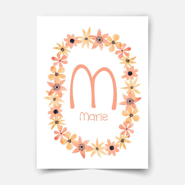 Fleurs pastel (corail pêche) - Impression artistique personnalisée pour la vente par Mica-Mica