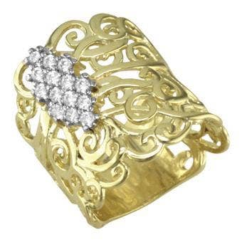 CZ Ring færdig i 18K gul guld kvinder smykker 13376 for engroshandel hos Gio Fantato