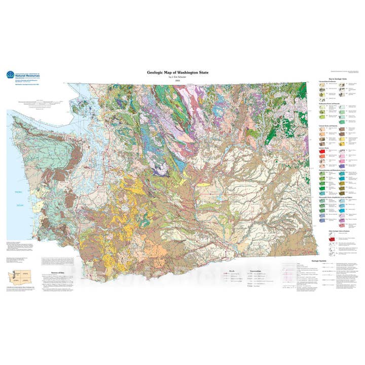 Geologic Map Of Washington State 2005 Wall Art for wholesale by Historic Pictoric