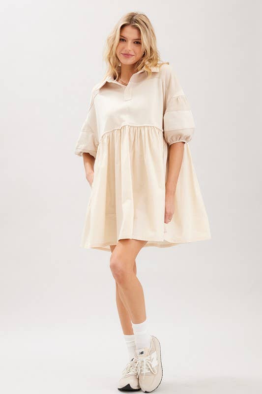 Beige Cotton Terry Mini Dress for wholesale on Faire2