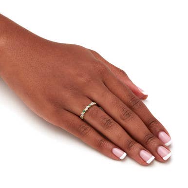 PalmBeach Jewelry - Wholesale Multi-Stone Ring - .32 TCW Emerald and Diamond Band in 10k Gold4