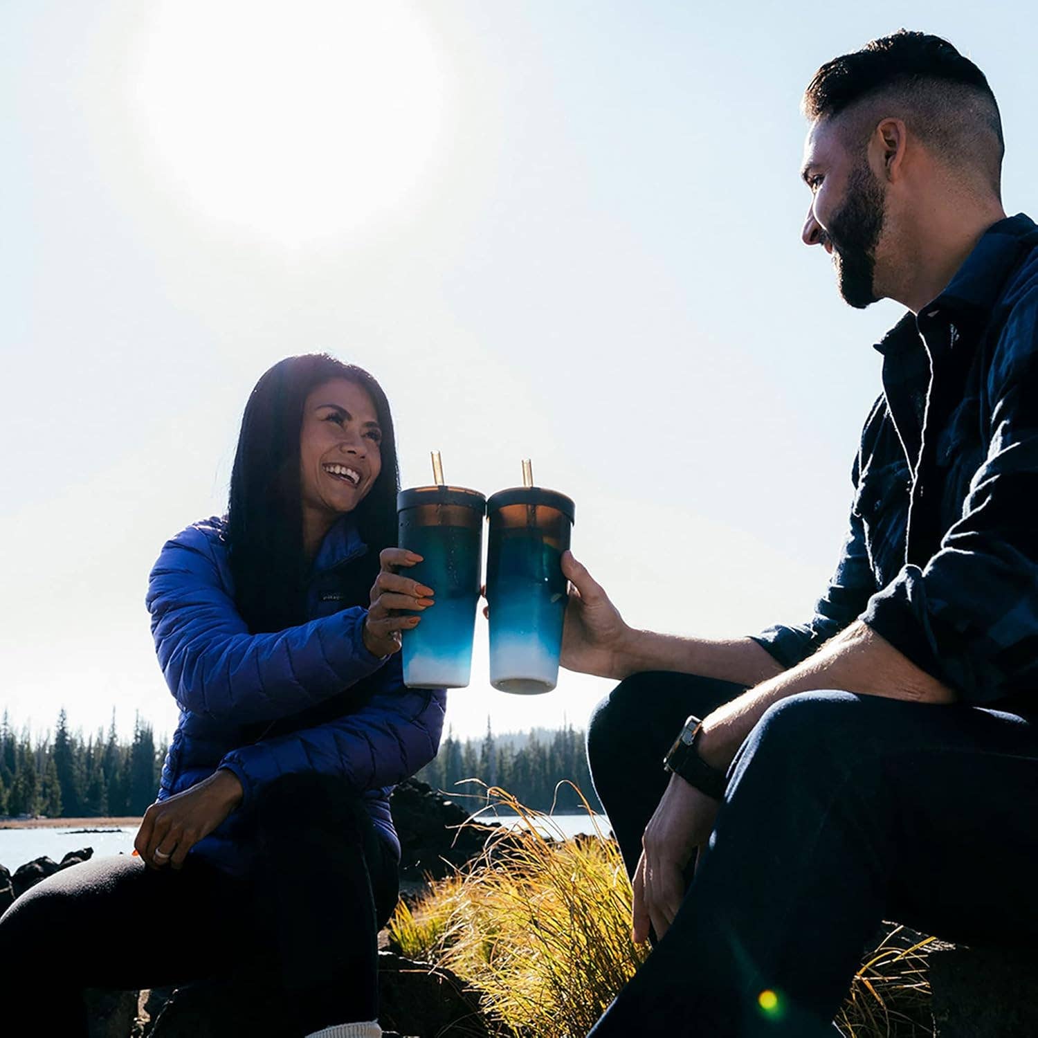 Silipint - Wholesale Insulated Mug/Tumbler - 16 oz Silicone Silipint Straw Tumbler - Moon Beam2