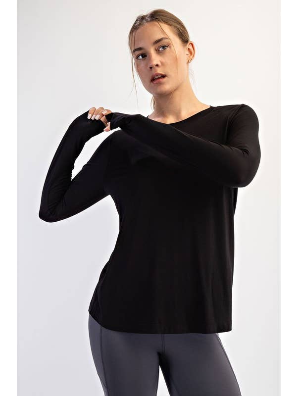 Sunday Morning - Wholesale T-shirt – women's - T710037-Basic Long Sleeve Viscose Modal Top