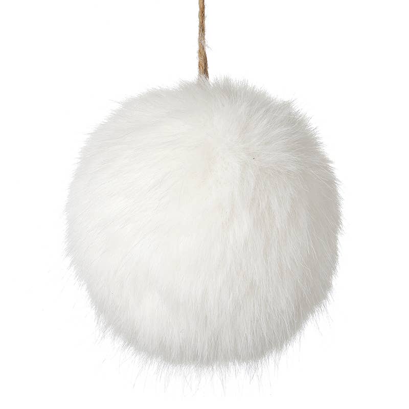 Heaven Sends – wholesale Ornament – HANGING WHITE FUR POM POM0