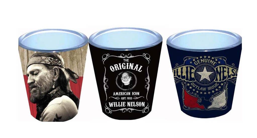 Ocean Peak Australia and New Zealand Pty Ltd - Wholesale Shot Glass - Willie Nelson Shot Glasses W/Black & White Set of 20