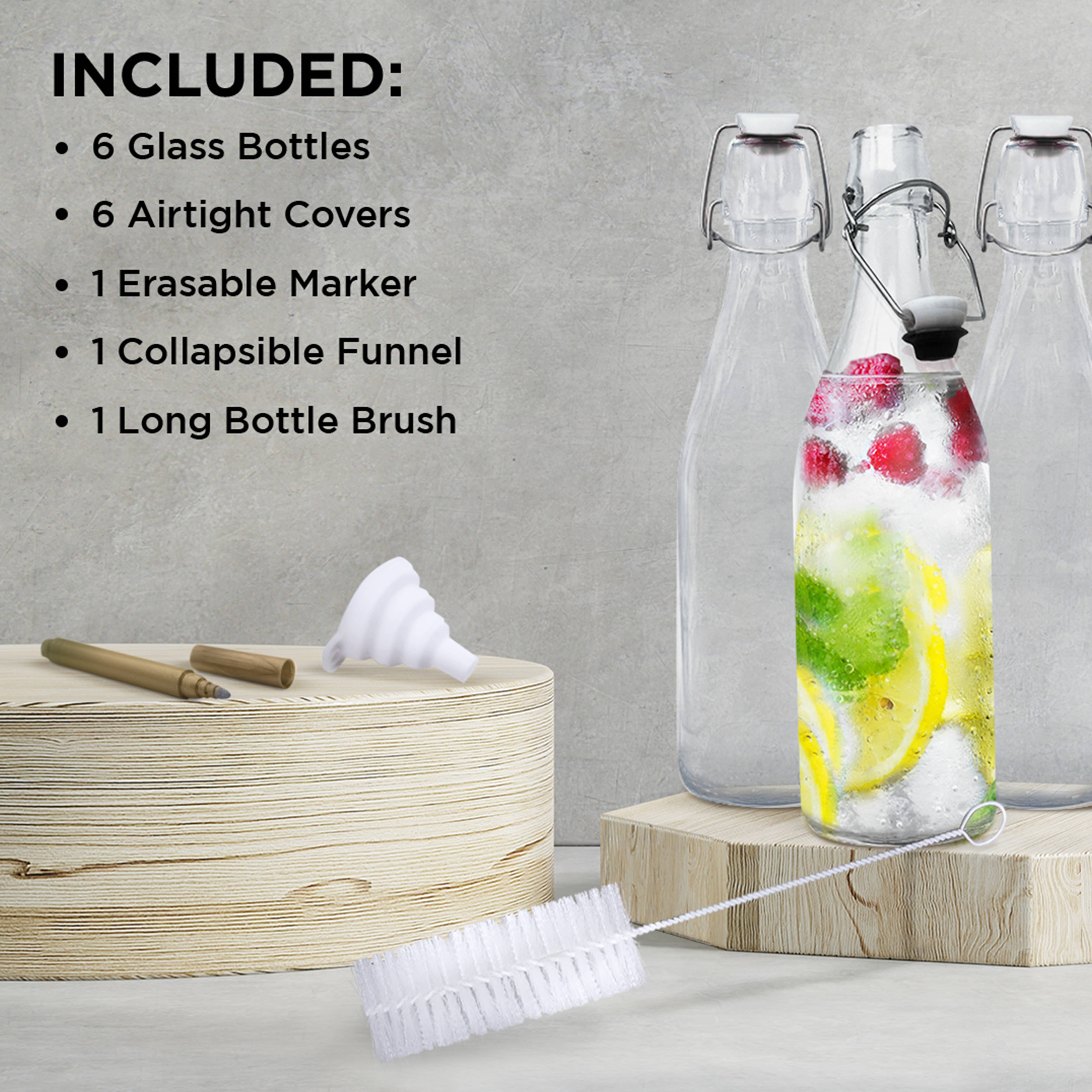 Nevlers – Großhandel Milch-/Saftflasche – Glasflaschen mit Schwingverschluss, 33 Unzen, rundes Design (6er-Set)8