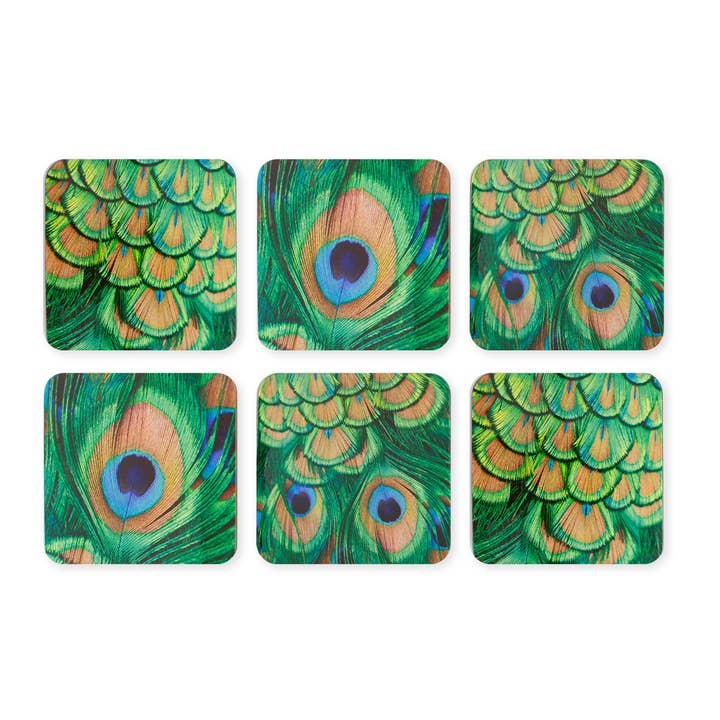 MUSEUM WEBSHOP - Wholesale Coasters - Coasters, Set of 6, Peacock feathers