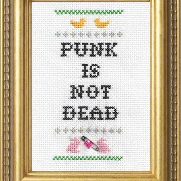 Subversive Cross Stitch - Wholesale Embroidery/Cross Stitch Supplies - Punk Is Not Dead (w/ tiny safety pin!)